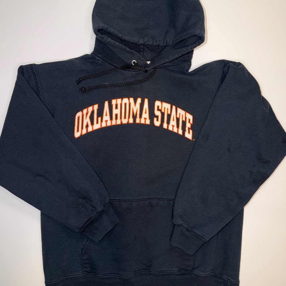 Hanes Oklahoma State Vintage Hoodie Pullover Sweatshirt Cowboys Big XII Black OS